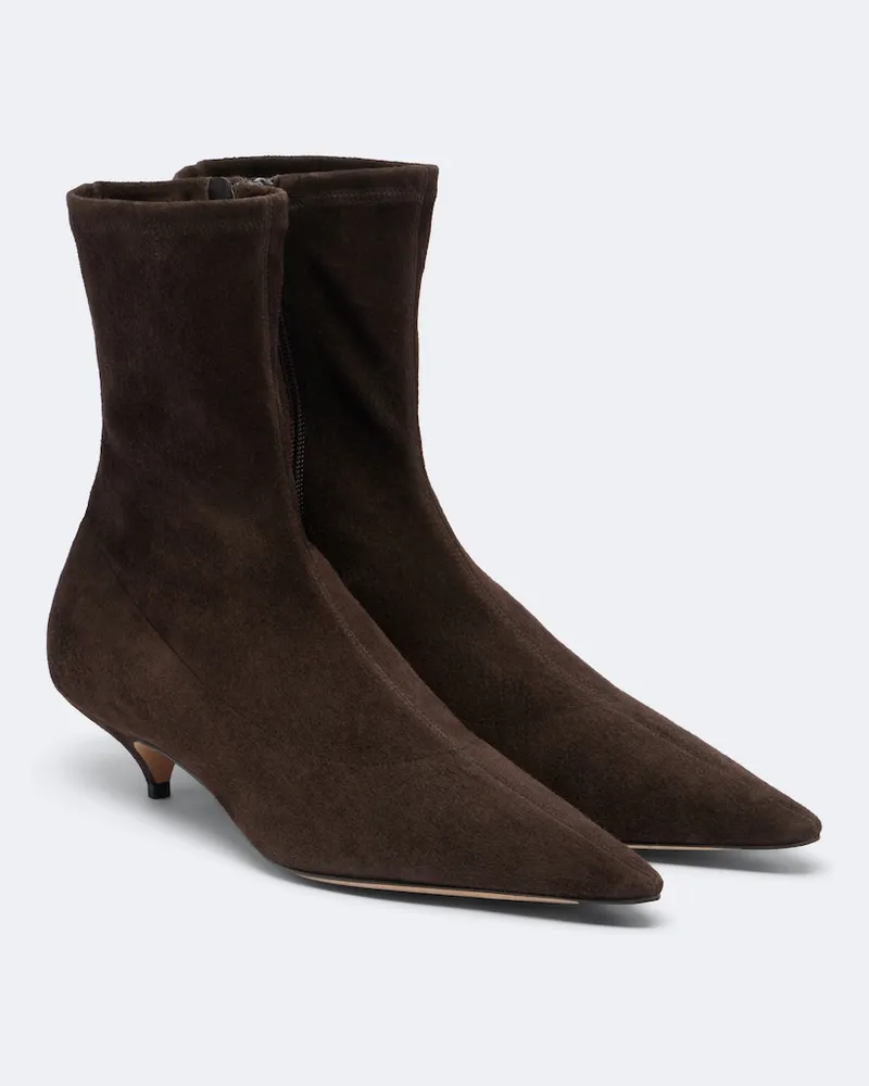 The Row Ankle Boots Liisa aus Veloursleder Braun