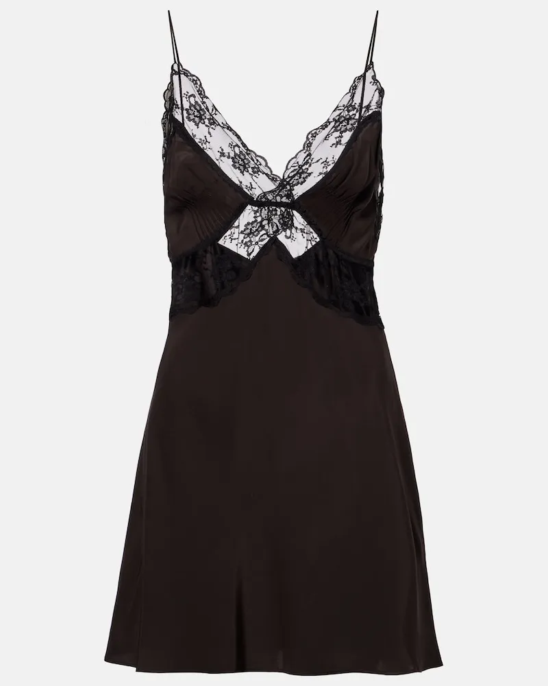 SIR Minikleid aus Seide mit Spitze Braun