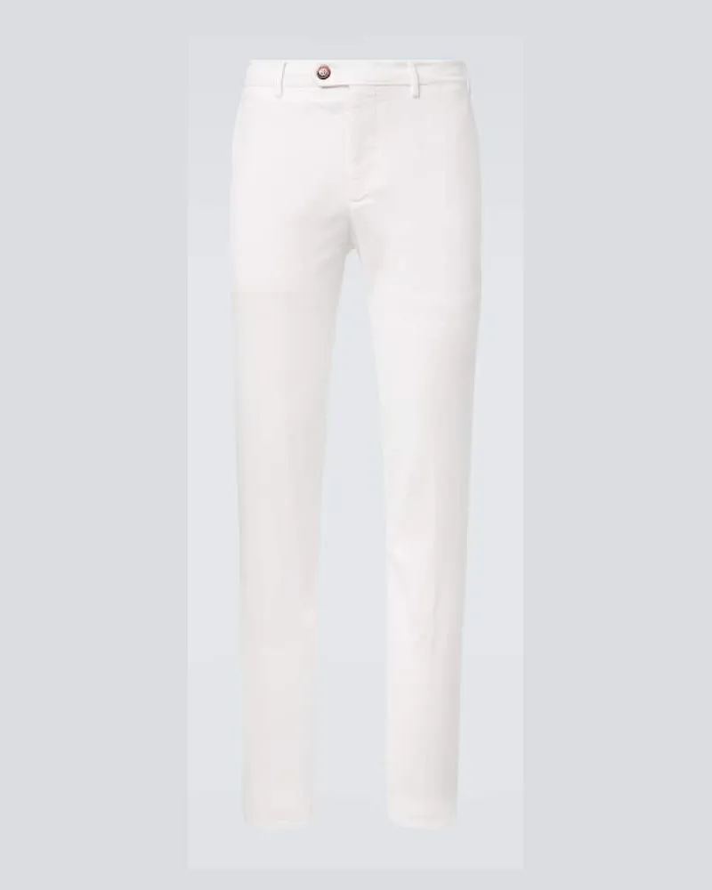 Brunello Cucinelli Schmale Hose aus einem Baumwollgemisch Weiß