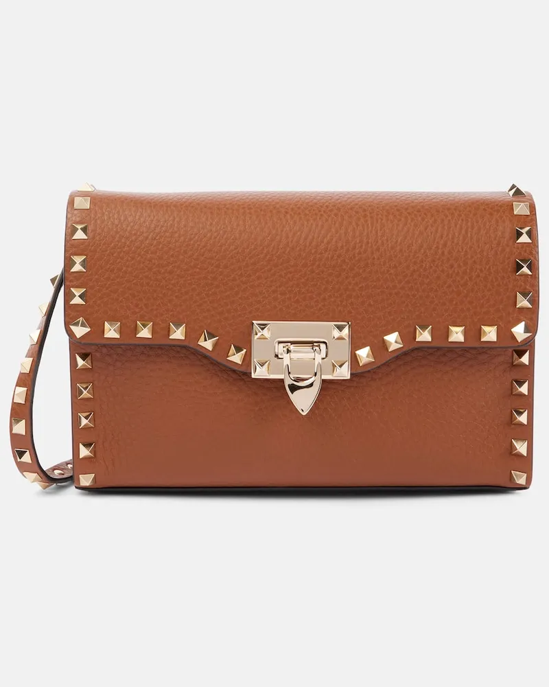 Valentino Garavani Schultertasche Rockstud Small aus Leder Braun