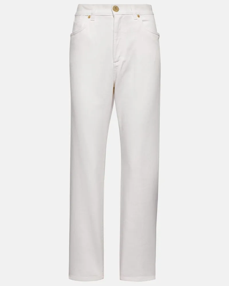 Balmain High-Rise Straight Jeans Weiß