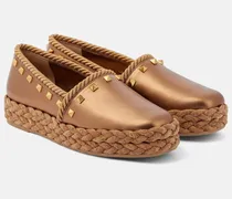 Espadrilles Rockstud aus Metallic-Leder