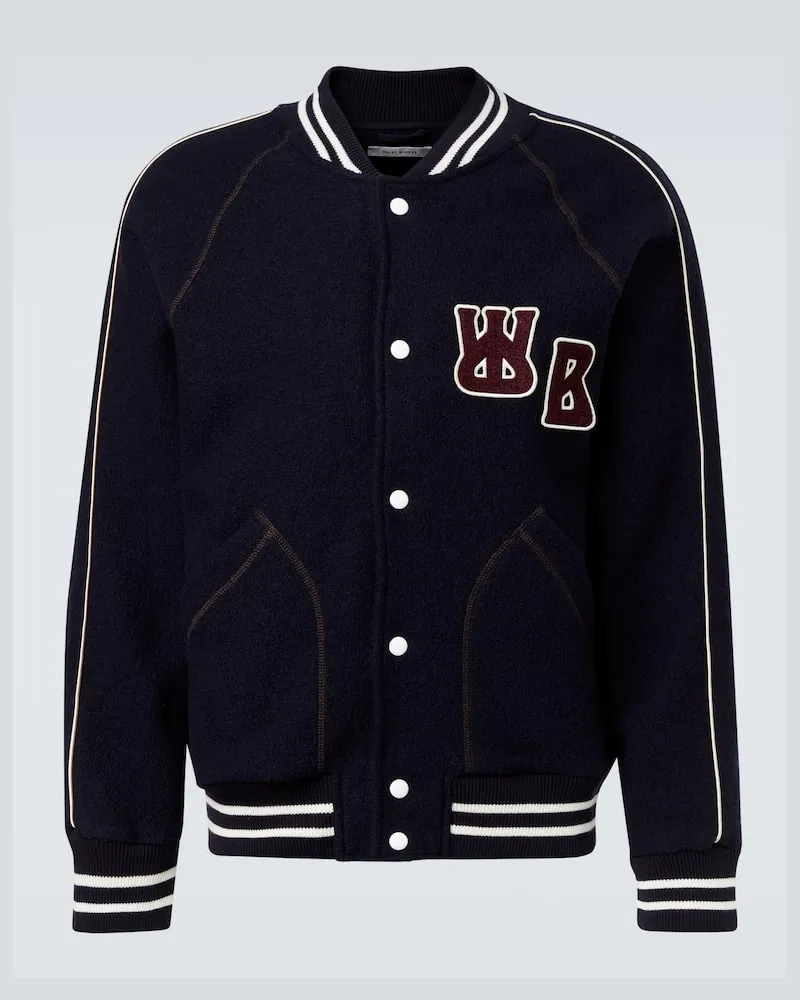 Wales Bonner Collegejacke October aus Schurwolle Blau