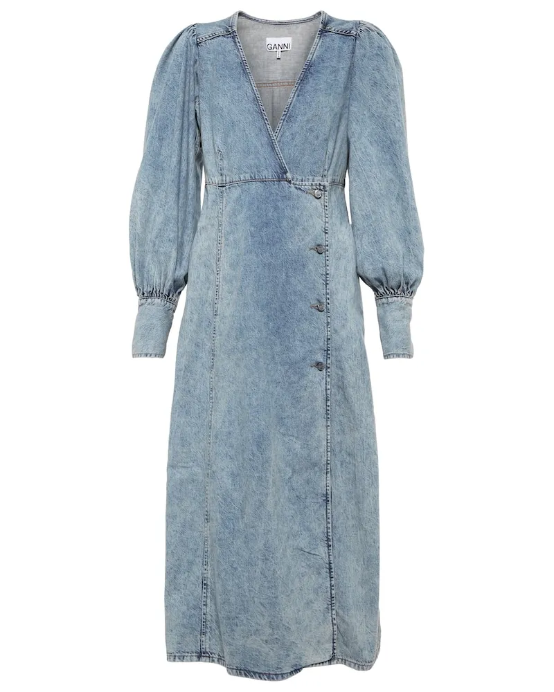 Ganni Midikleid aus Denim Blau