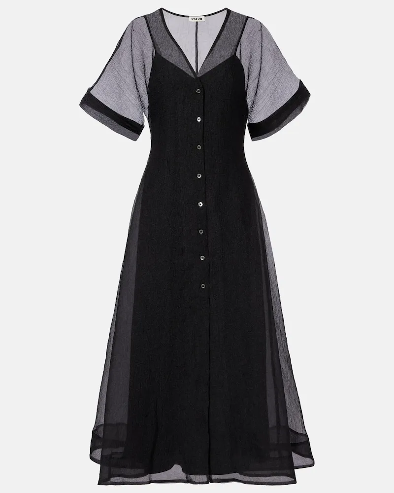 STAUD Midikleid Elle aus Organza Schwarz