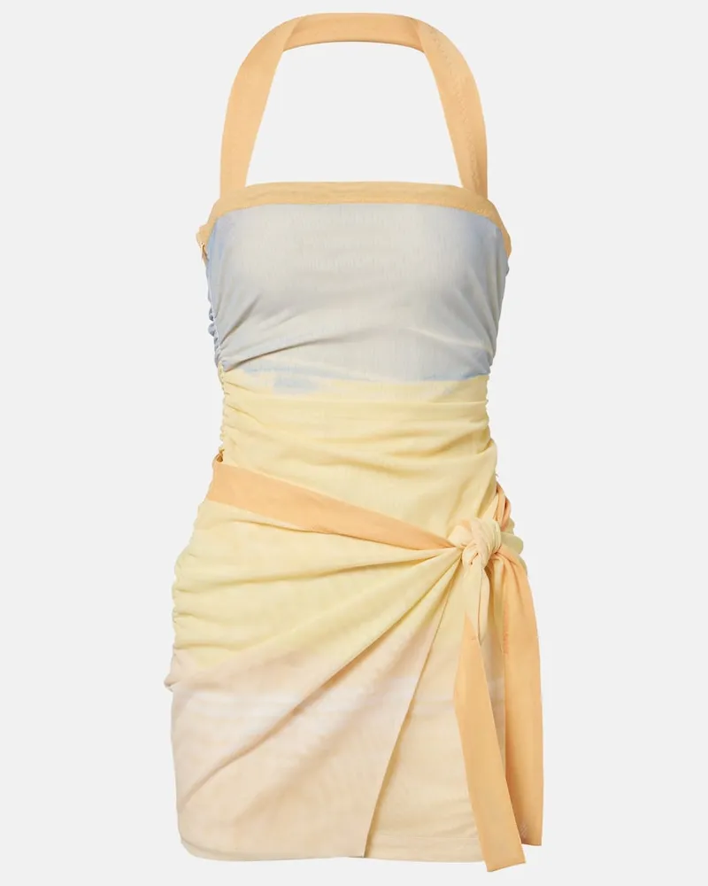 SIR Bedrucktes Minikleid aus Mesh Gelb