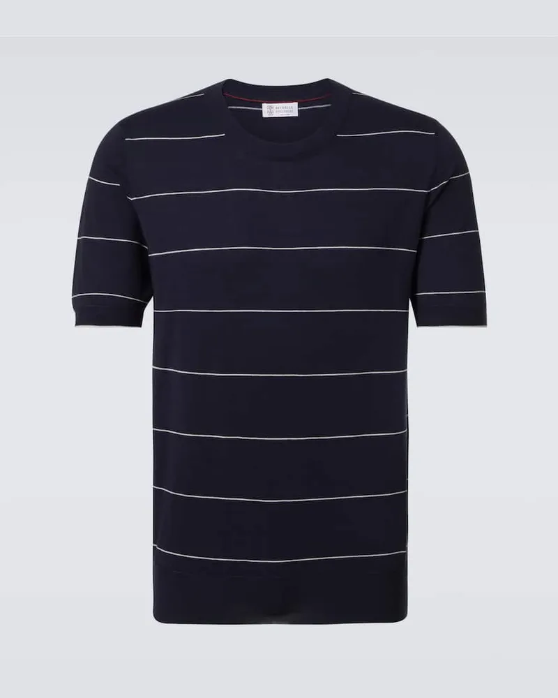 Brunello Cucinelli T-Shirt aus Baumwoll-Jersey Blau