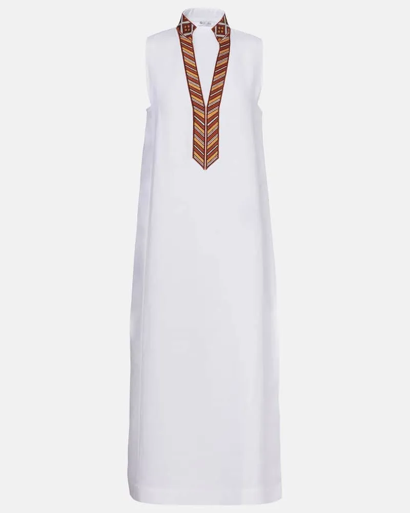 Loro Piana Midikleid Abril aus Leinen Weiß