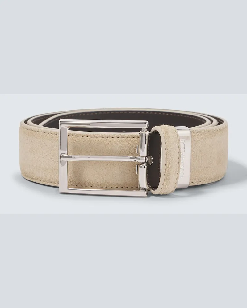 Canali Gürtel aus Veloursleder Beige
