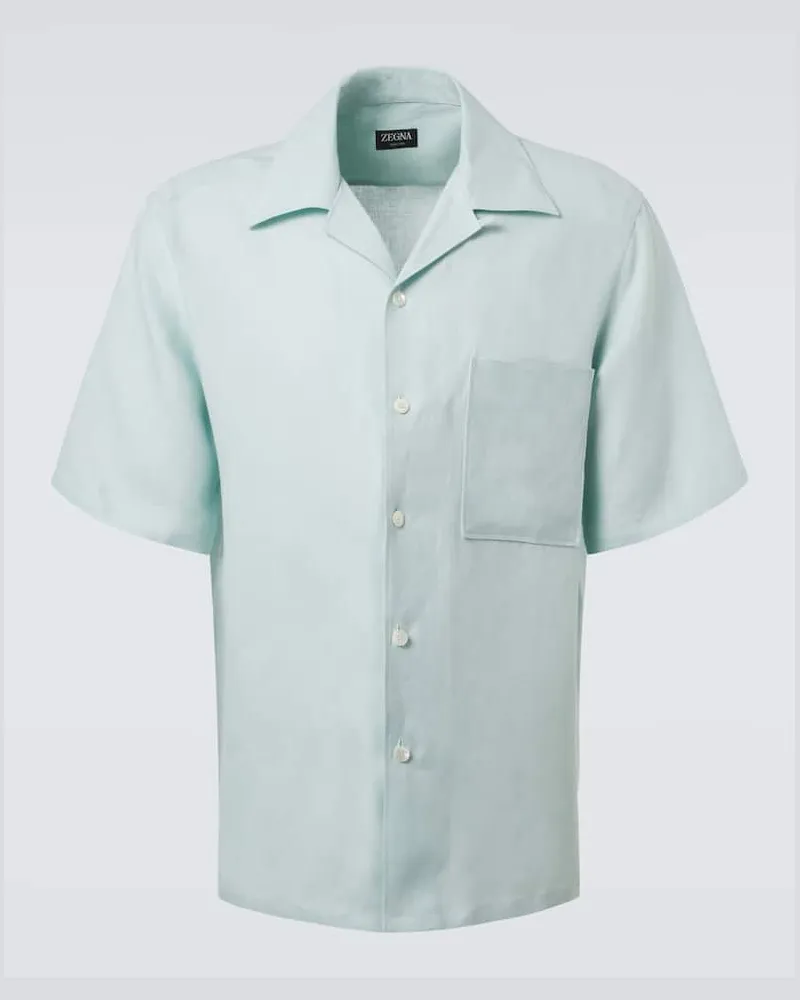 Ermenegildo Zegna Hemd aus Leinen Blau