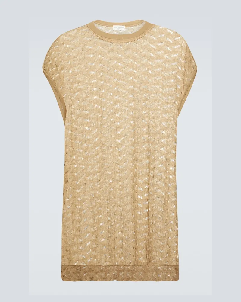 Dries van Noten Top aus Strick Braun