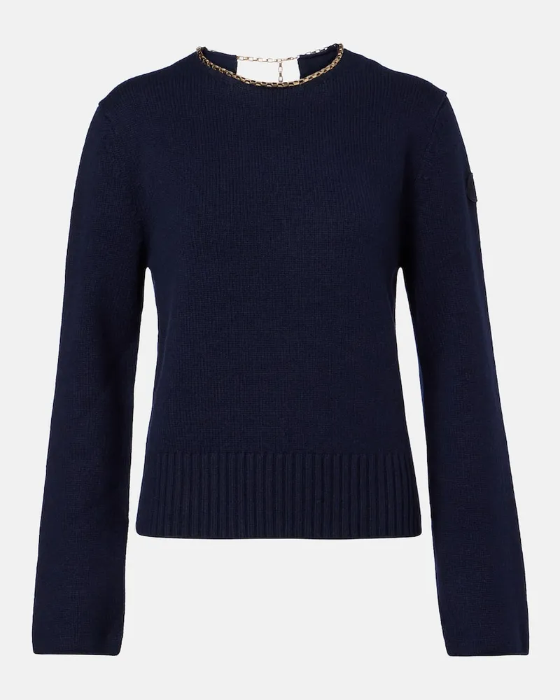 Moncler Pullover aus Wolle und Kaschmir Blau