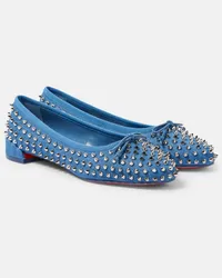 Christian Louboutin Ballerinas Sweetie Jane Spikes aus Denim Blau