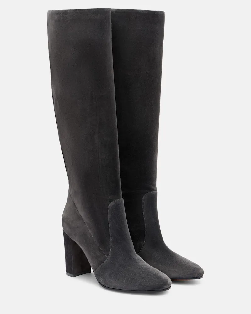 Gianvito Rossi Stiefel Glen 85 aus Veloursleder Grau