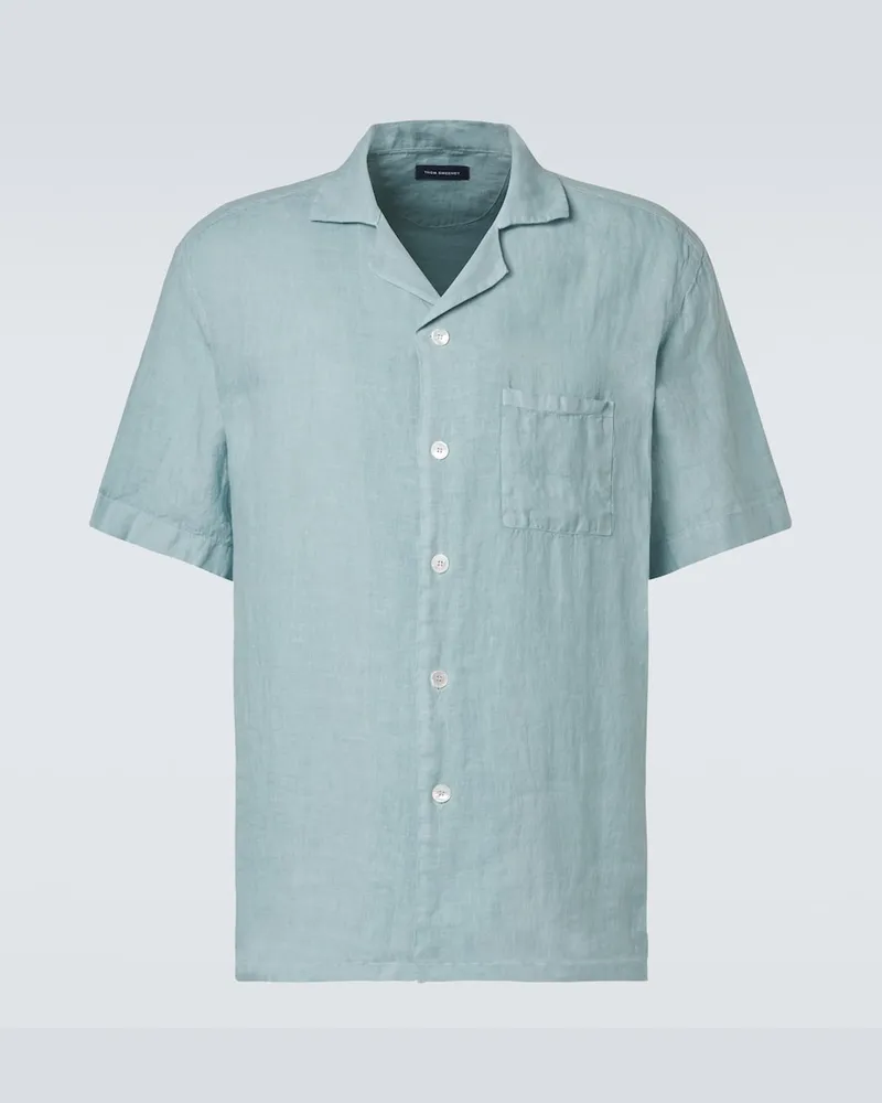 Thom Sweeney Hemd aus Leinen Blau