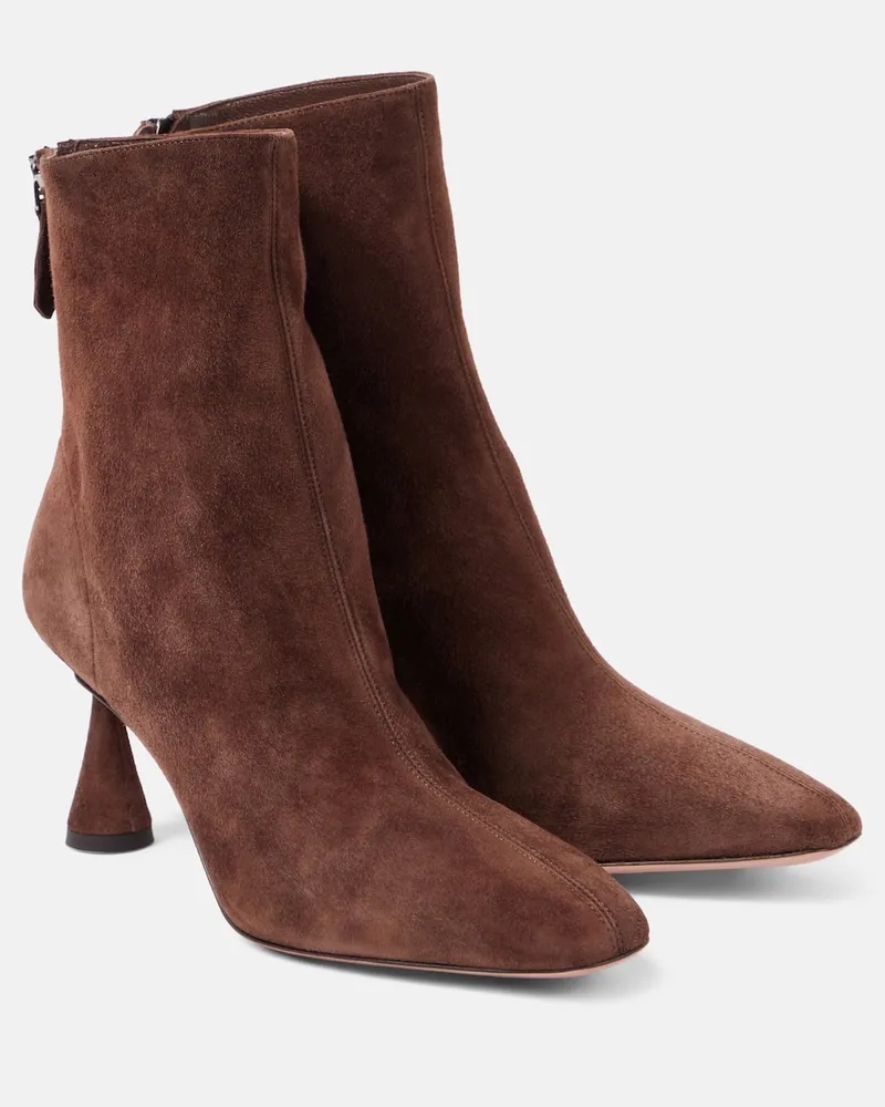 Aquazzura Ankle Boots Amore 75 aus Veloursleder Braun