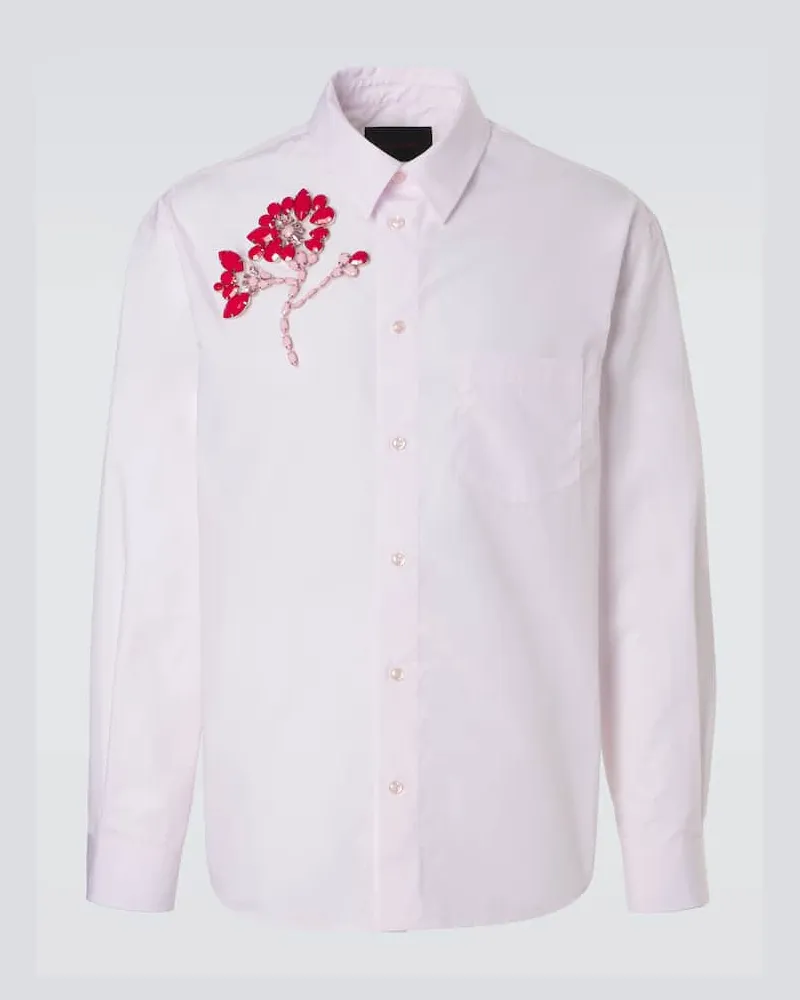 Simone Rocha Verziertes Hemd aus Baumwollpopeline Rosa