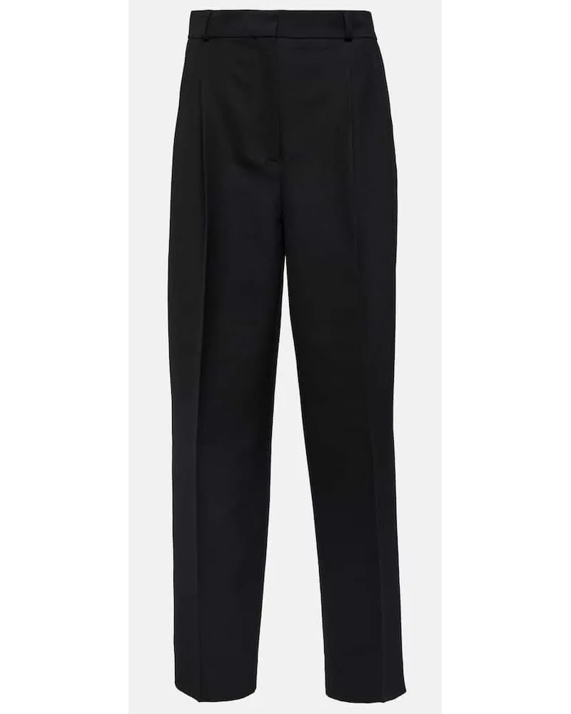 Totême Gerade Mid-Rise-Hose Schwarz