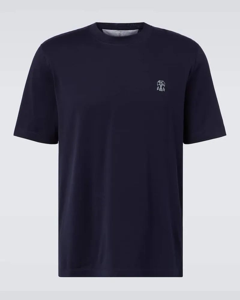 Brunello Cucinelli T-Shirt aus Baumwoll-Jersey Blau