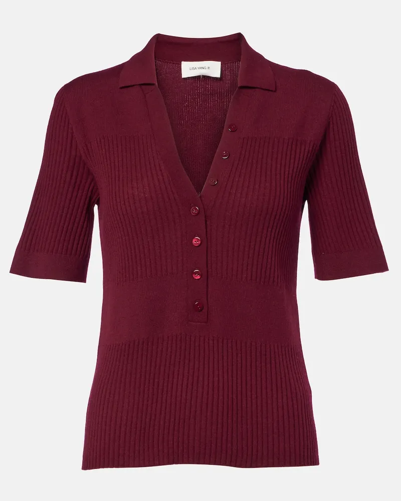 Lisa Yang Polopullover Malie aus Kaschmir Burgunderrot