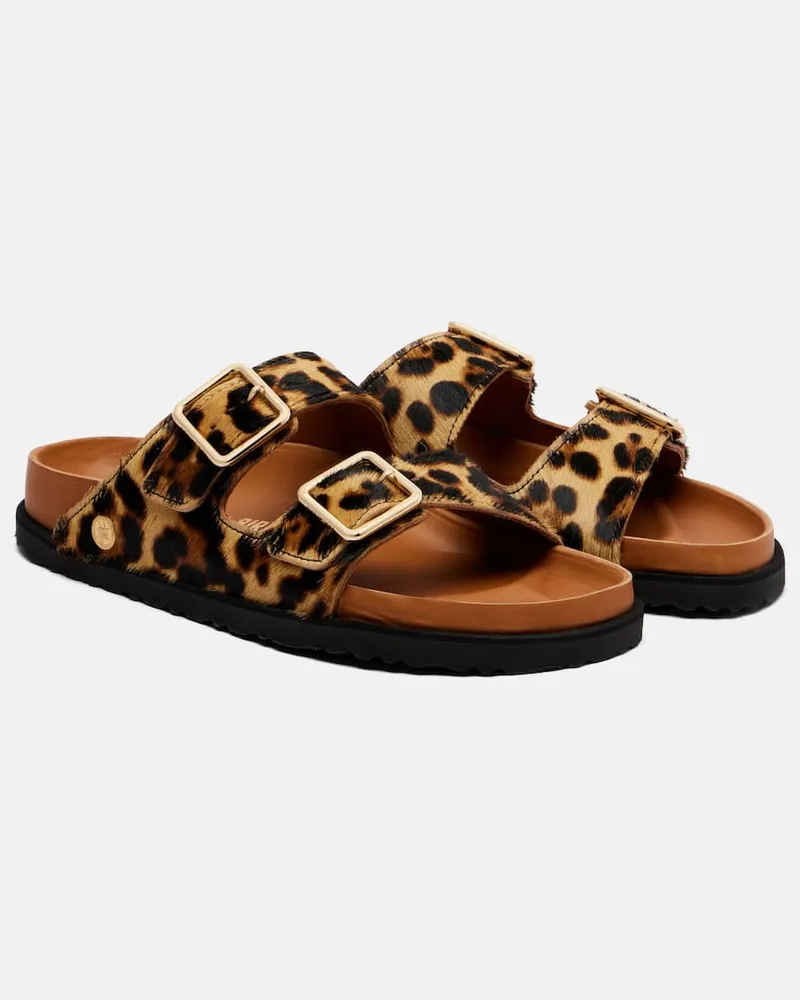 Birkenstock Bedruckte Sandalen Arizona aus Kalbshaar Beige