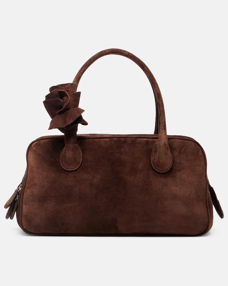 Magda Butrym Schultertasche Brigitte Small aus Veloursleder Braun