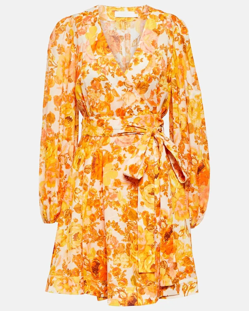 Zimmermann Minikleid aus Baumwolle Gelb