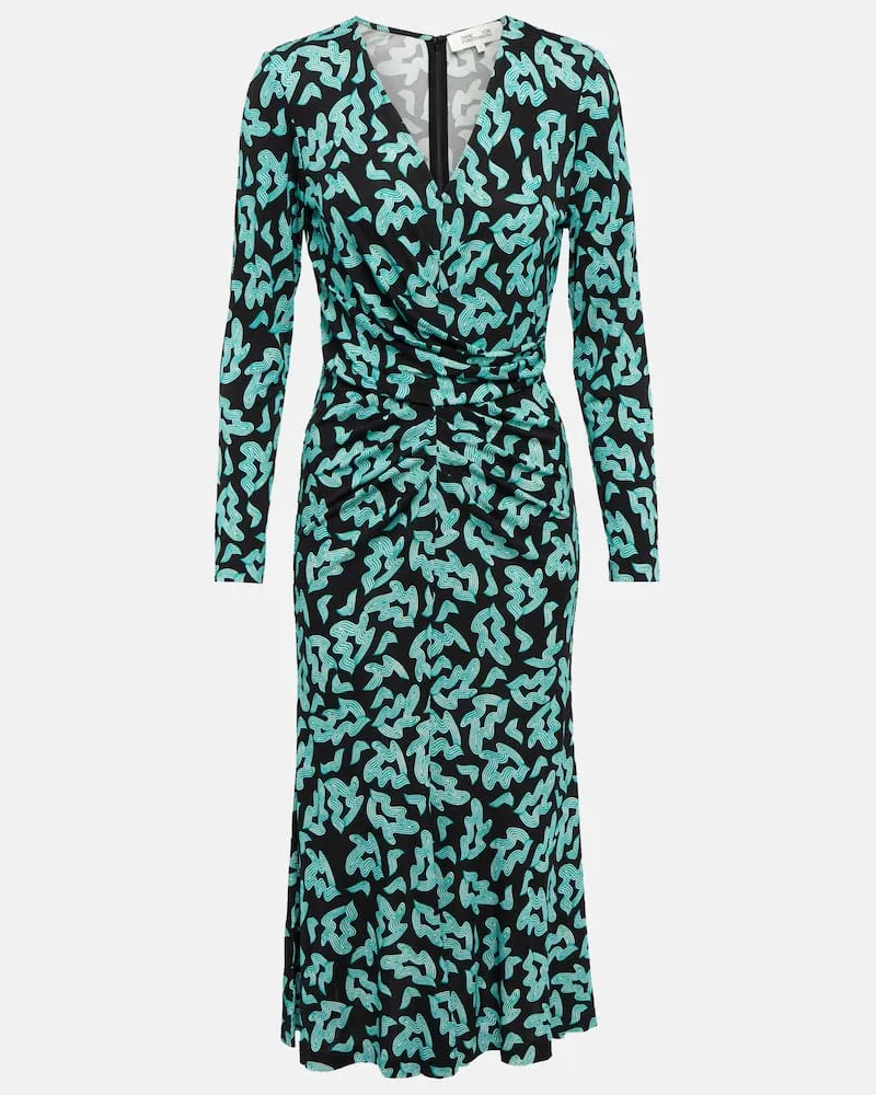 Diane von Furstenberg Bedrucktes Midikleid Schwarz