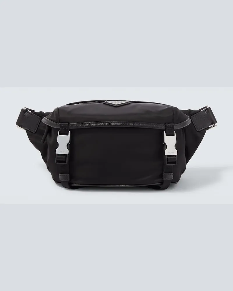 Prada Gürteltasche aus Re-Nylon mit Saffiano-Leder Schwarz