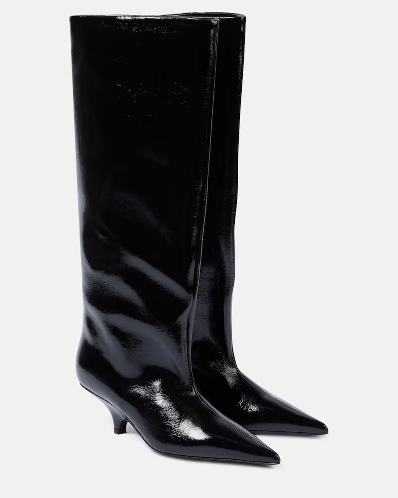 Totême Stiefel aus Lackleder Schwarz