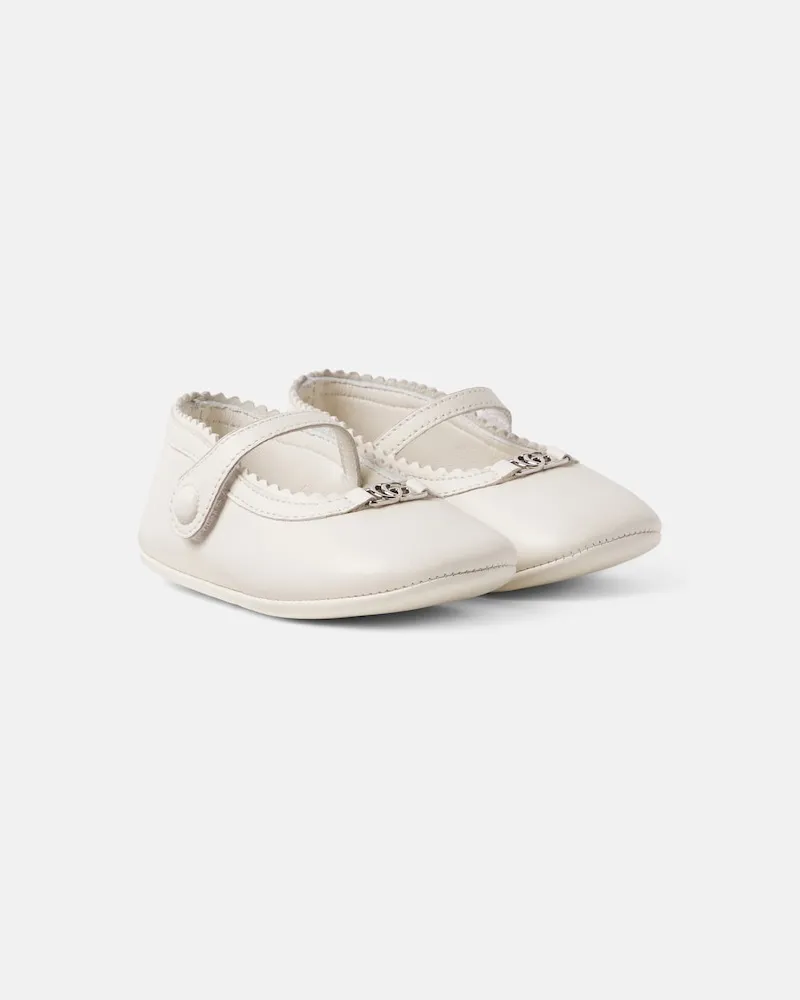 Gucci Baby Ballerinas Double G aus Leder Weiß