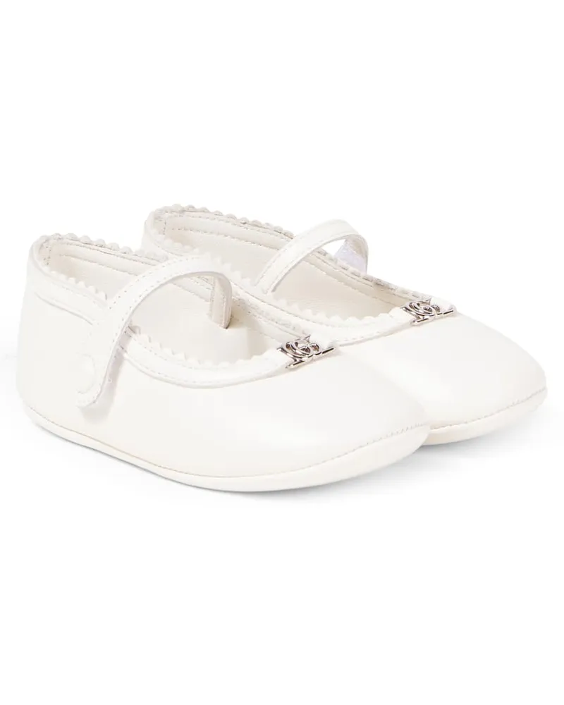 Gucci Baby Ballerinas Double G aus Leder Weiß