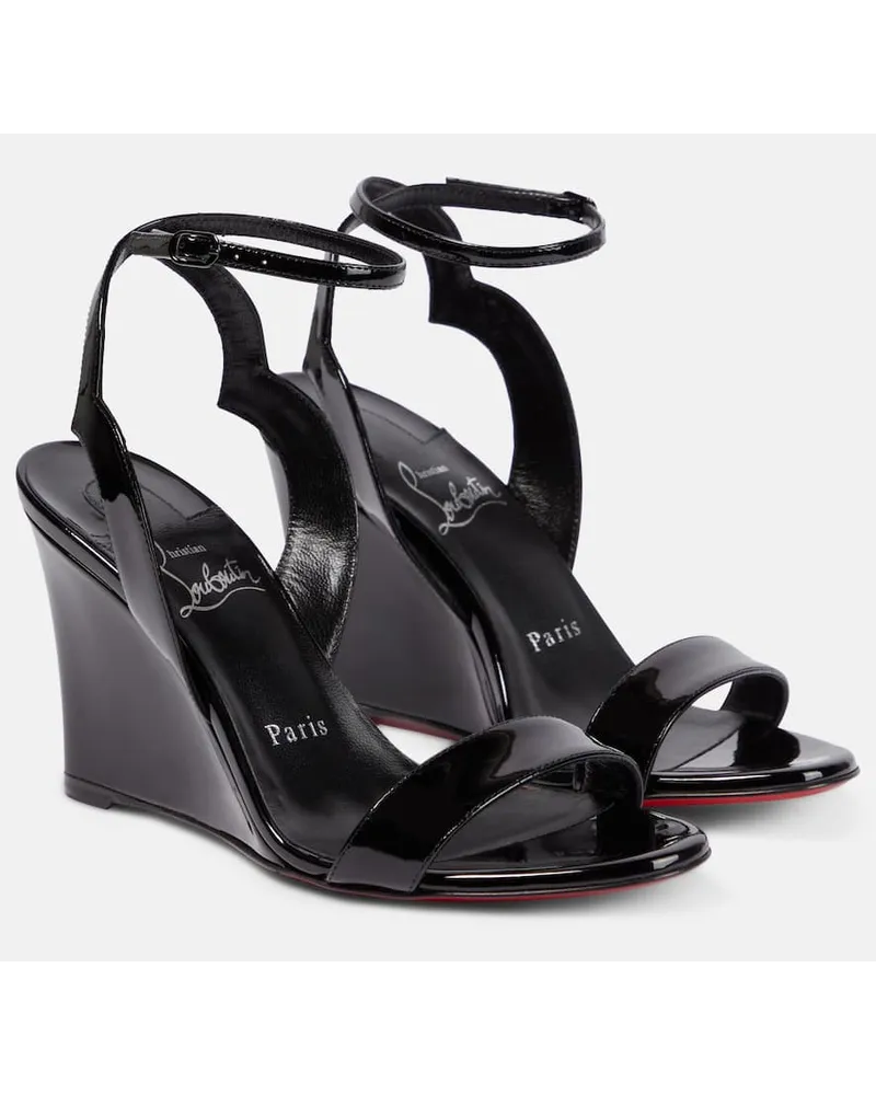 Christian Louboutin Wedge-Sandalen aus Lackleder Schwarz