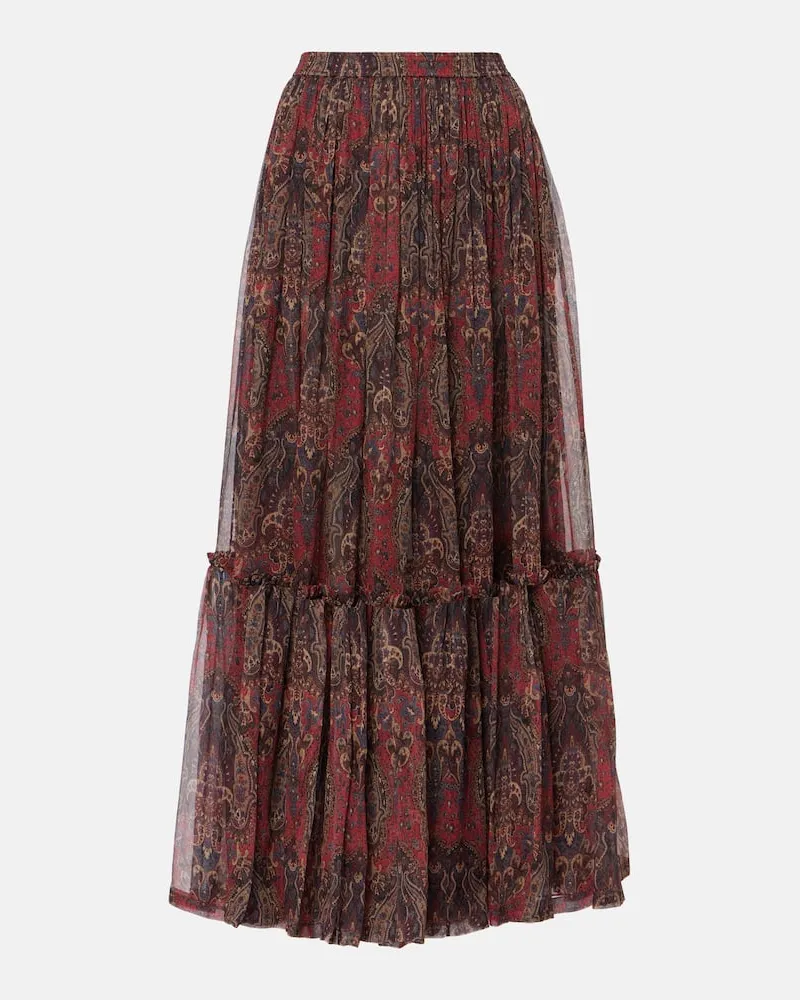Saint Laurent Maxirock aus Seide Rot