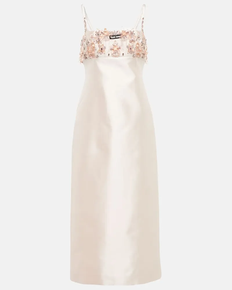 Miu Miu Verziertes Midikleid aus Seide und Wolle Rosa