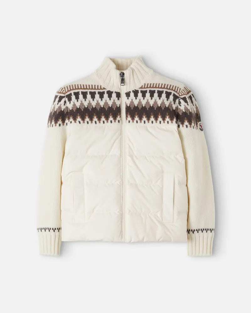 Moncler Daunen-Cardigan aus Schurwolle Beige