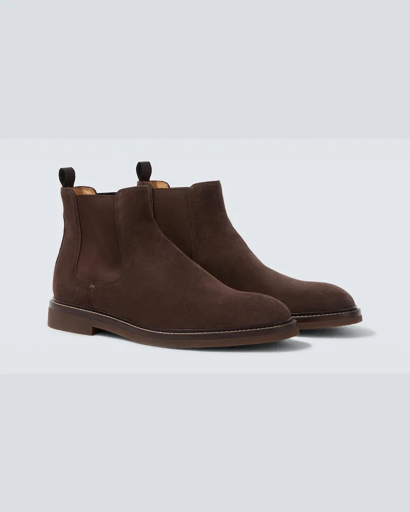 Brunello Cucinelli Chelsea Boots aus Veloursleder Braun