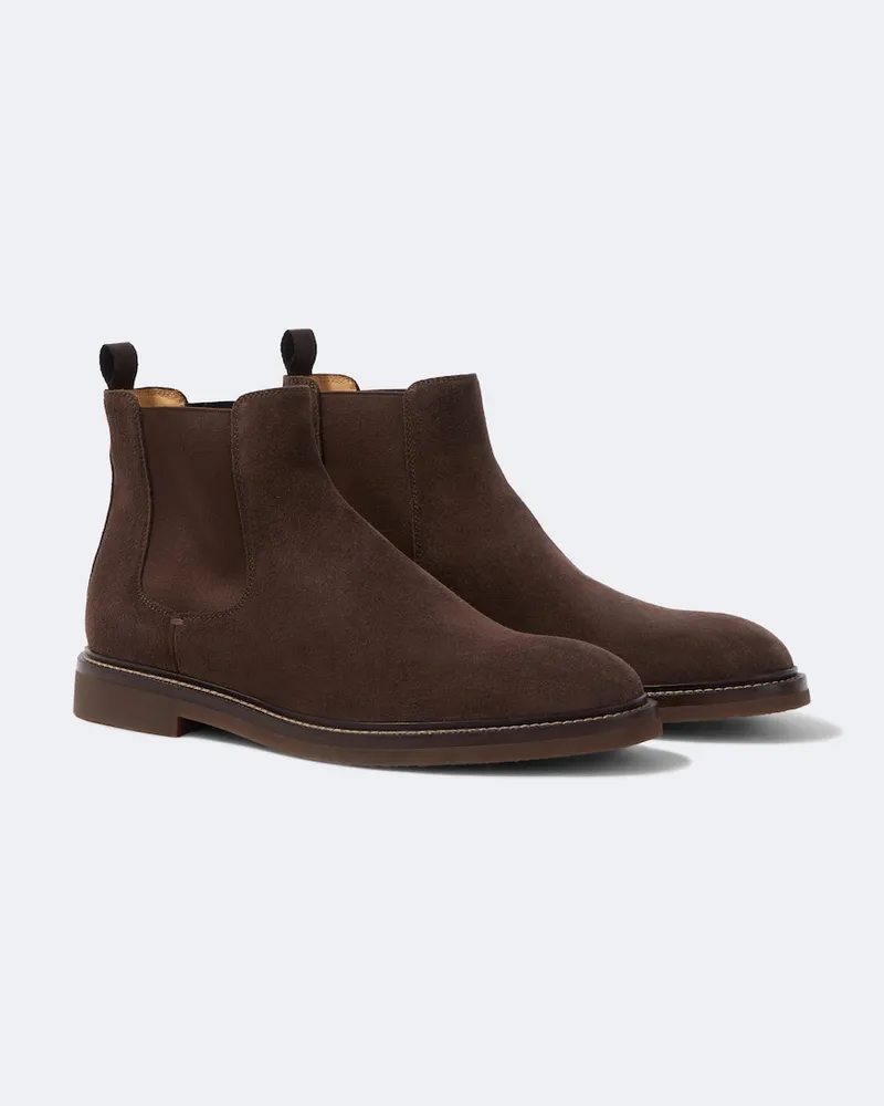 Brunello Cucinelli Chelsea Boots aus Veloursleder Braun