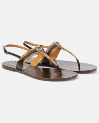 Gucci Sandalen Interlocking G mit Leder Beige