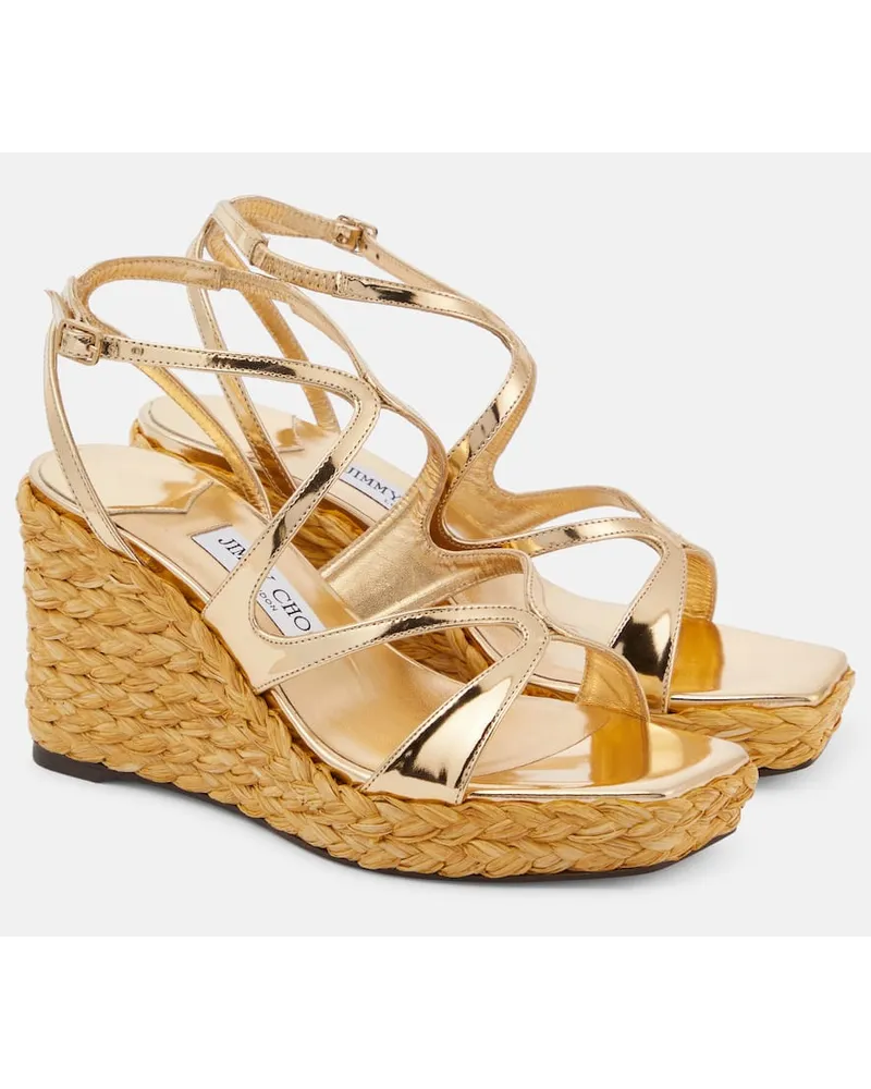 Jimmy Choo Wedge-Sandalen Ayla aus Metallic-Leder Gold