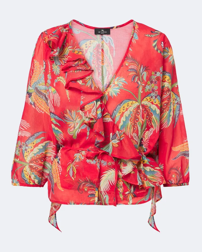 Etro Wickeltop aus Baumwolle Multicolor