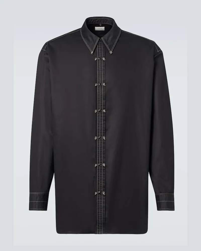 Christophe Lemaire Verziertes Hemd aus Baumwollsatin Schwarz