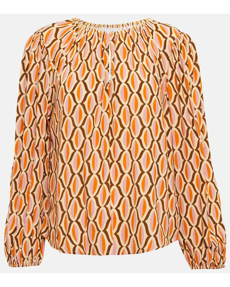 Velvet Bedruckte Bluse Laura aus Crêpe Orange