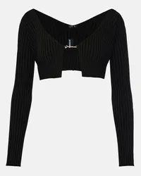 Jacquemus Cardigan La Maille Pralu aus Rippstrick Schwarz