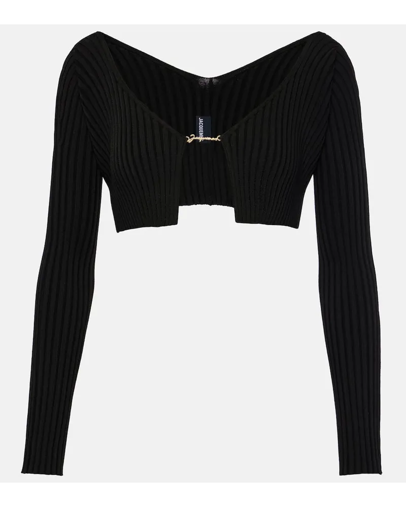 Jacquemus Cardigan La Maille Pralù aus Rippstrick Schwarz
