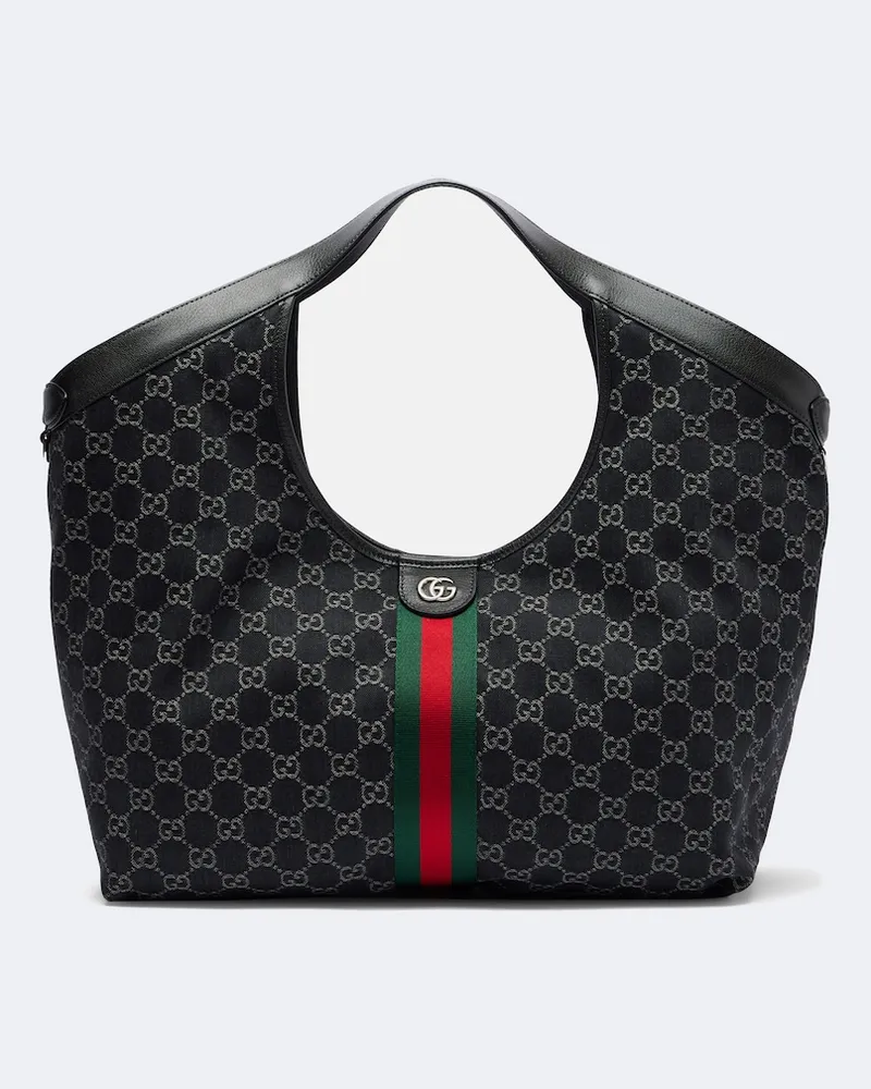 Gucci Tote Bag Gucci Giglio Large aus GG Canvas Schwarz