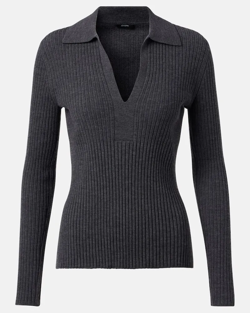 Joseph Polopullover aus Wolle Grau