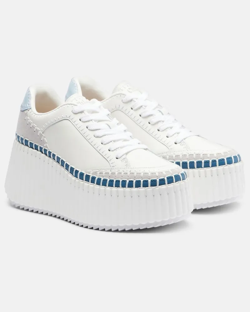 Chloé Chloé Plateau-Sneakers Nama aus Leder Blau