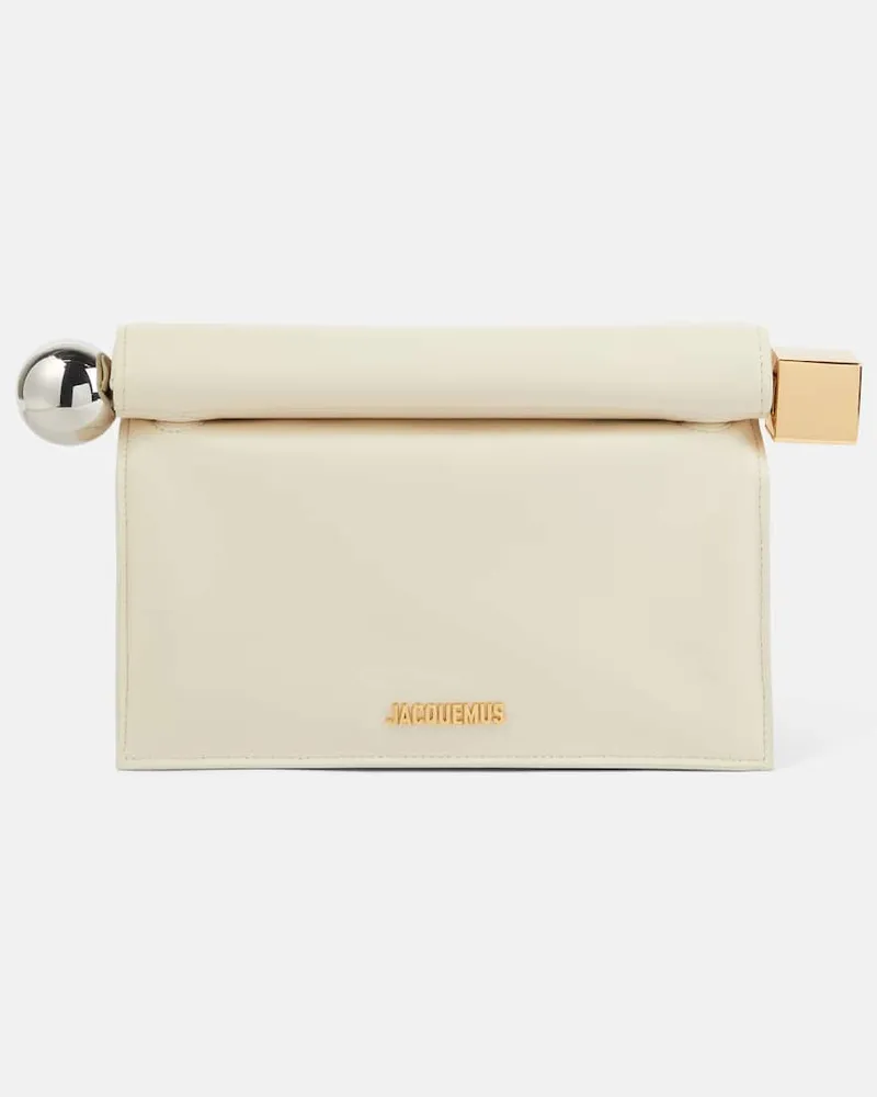 Jacquemus Clutch La Pochette Rond CarrÃ© aus Leder Weiã