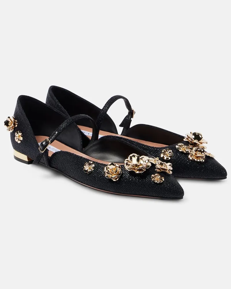 Aquazzura Verzierte Ballerinas Bloom Schwarz